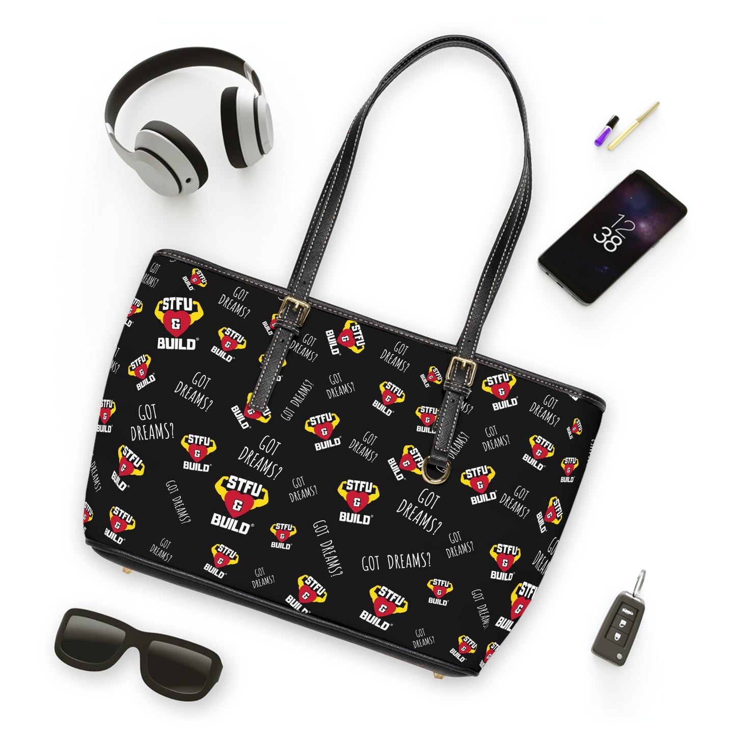 STFU & BUILD® - Classic Collage - Faux Leather Shoulder Bag