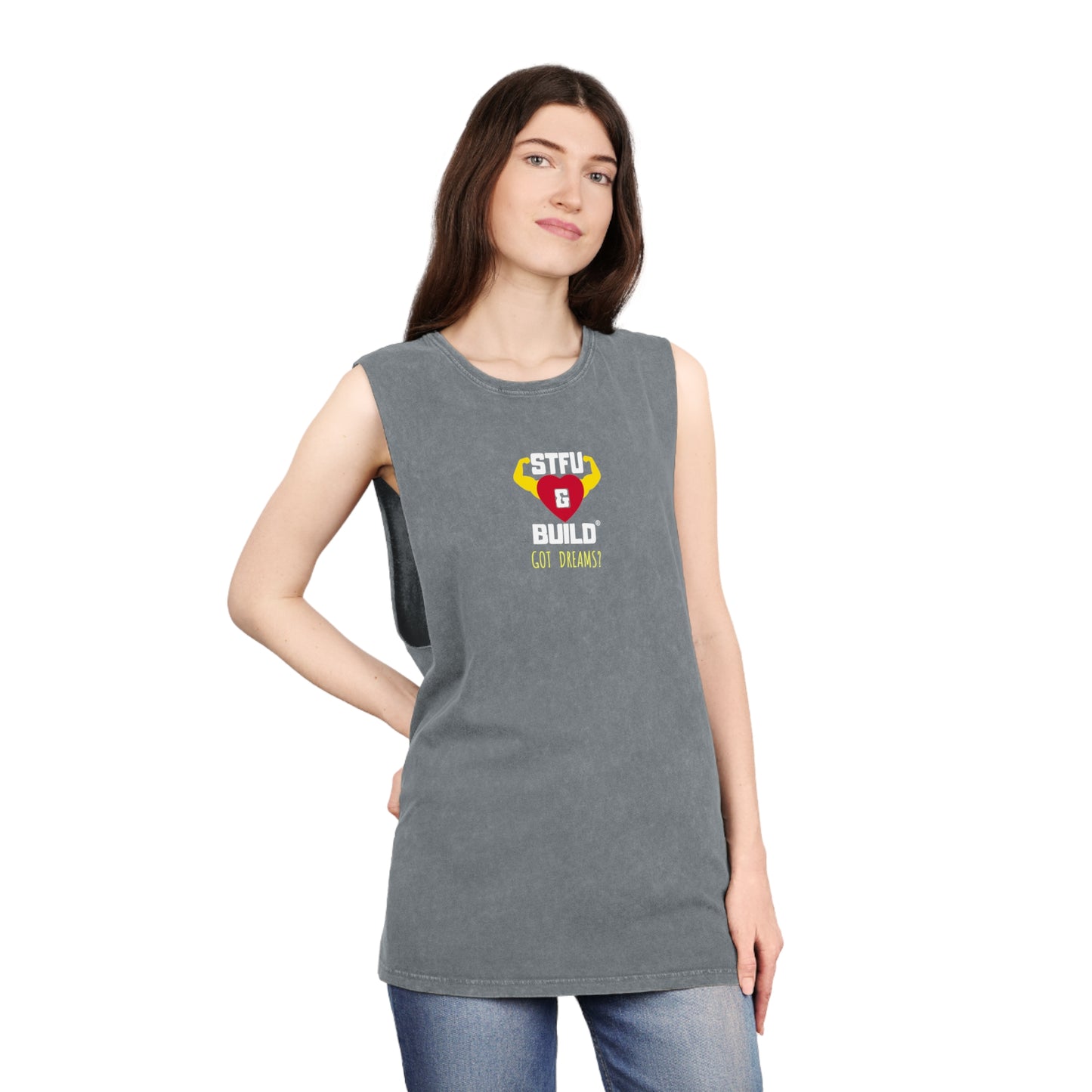 STFU & BUILD® - Classic - Got Dreams? - Unisex Stonewash Tank Top