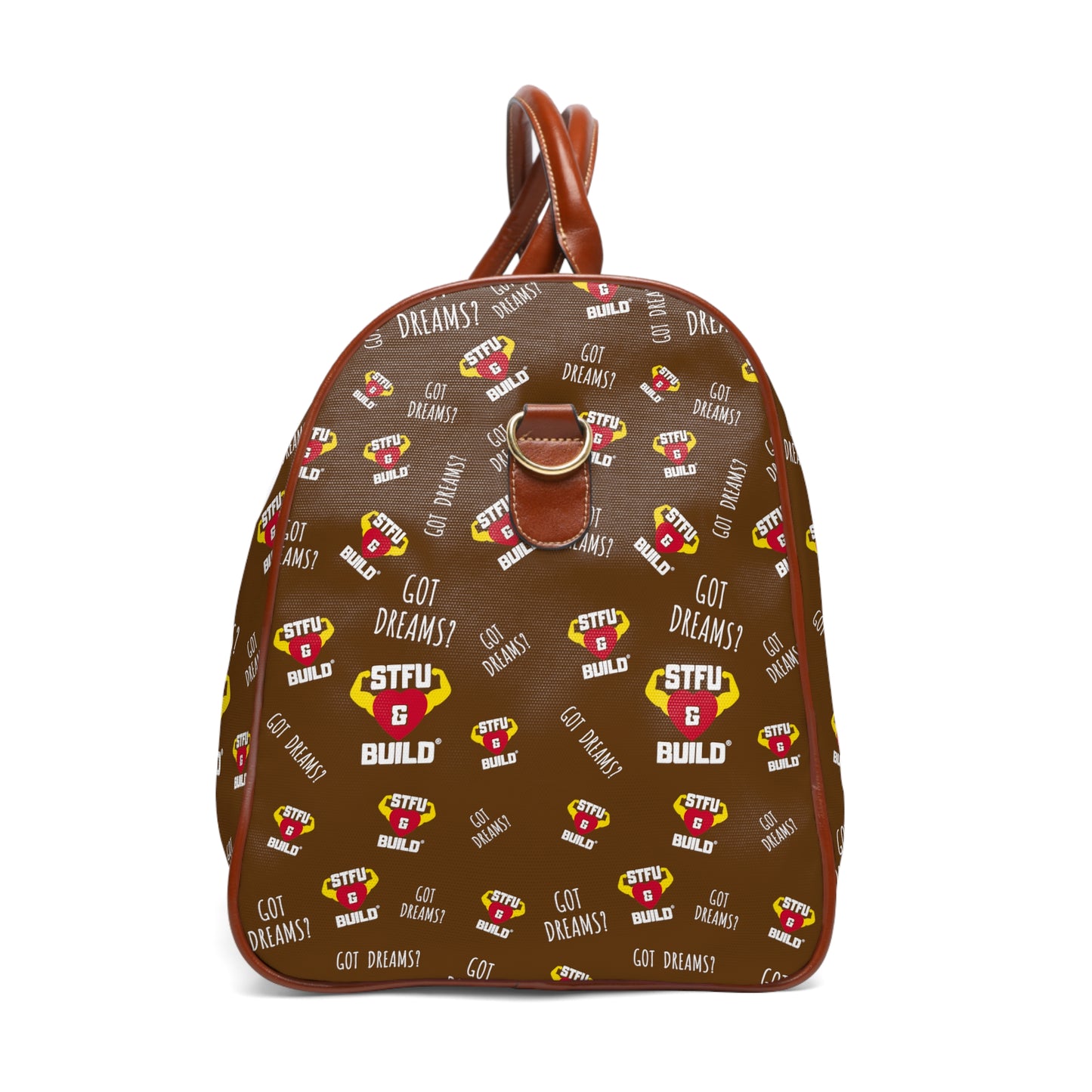 STFU & BUILD® - Classic Collage - Vintage Brown - Waterproof Travel Bag