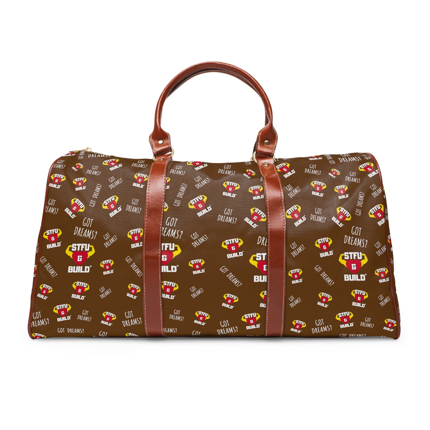 STFU & BUILD® - Classic Collage - Vintage Brown - Waterproof Travel Bag