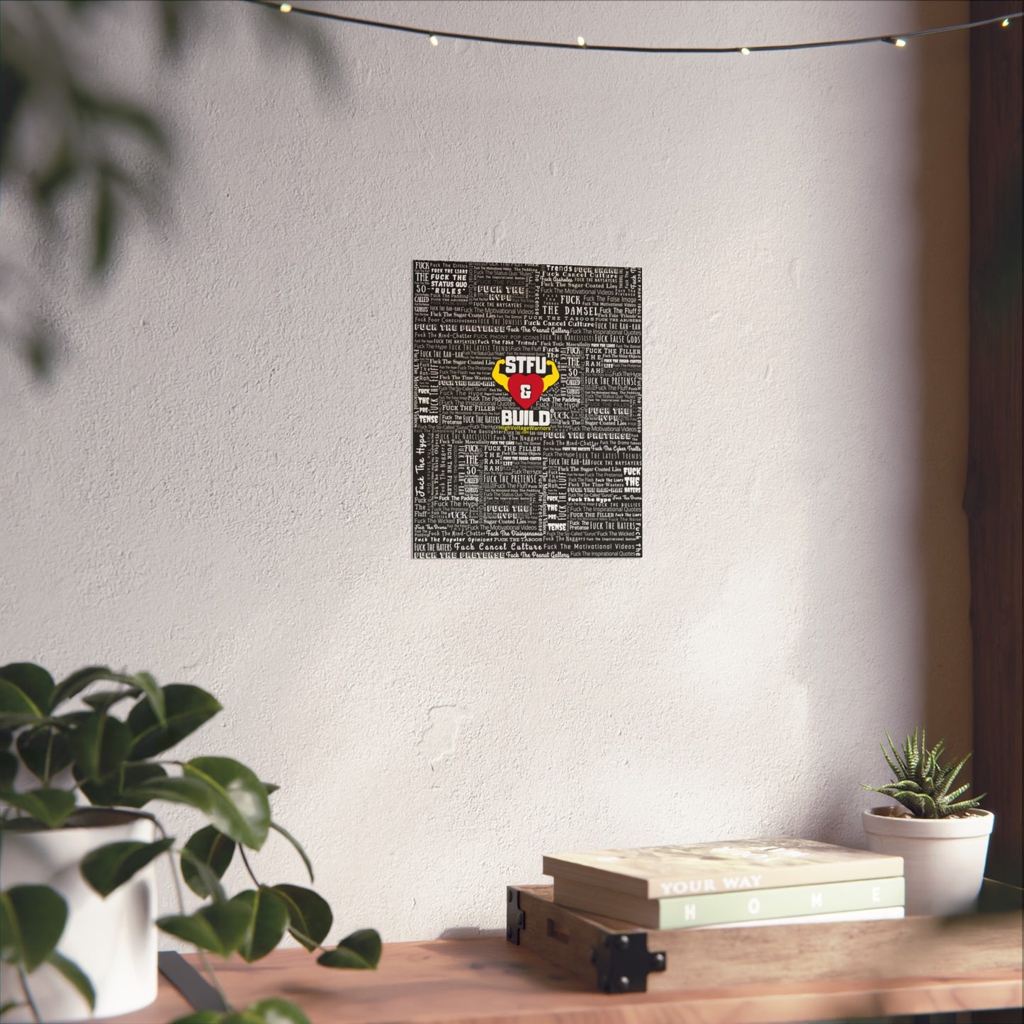 STFU & BUILD - Word Art Wrap - Black Background - Premium Matte Vertical Posters