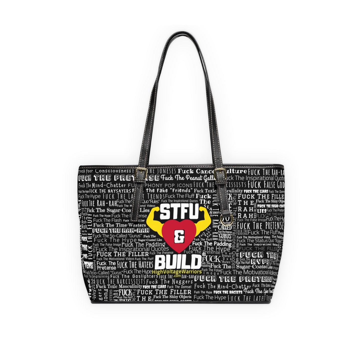STFU & BUILD® - Word Art Wrap - Black - Faux Leather Shoulder Bag