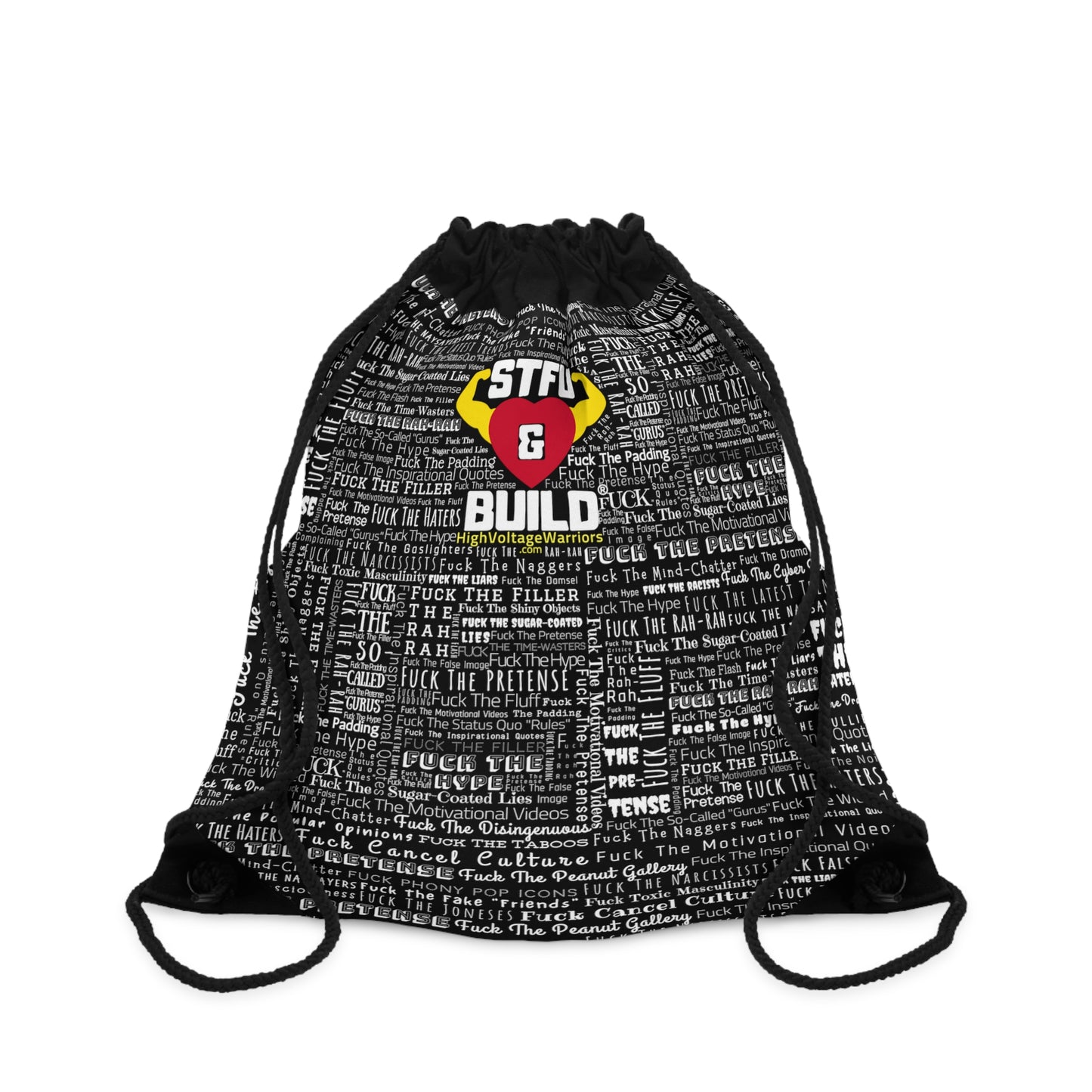 STFU & BUILD® - Word Art Wrap - Black - Drawstring Bag