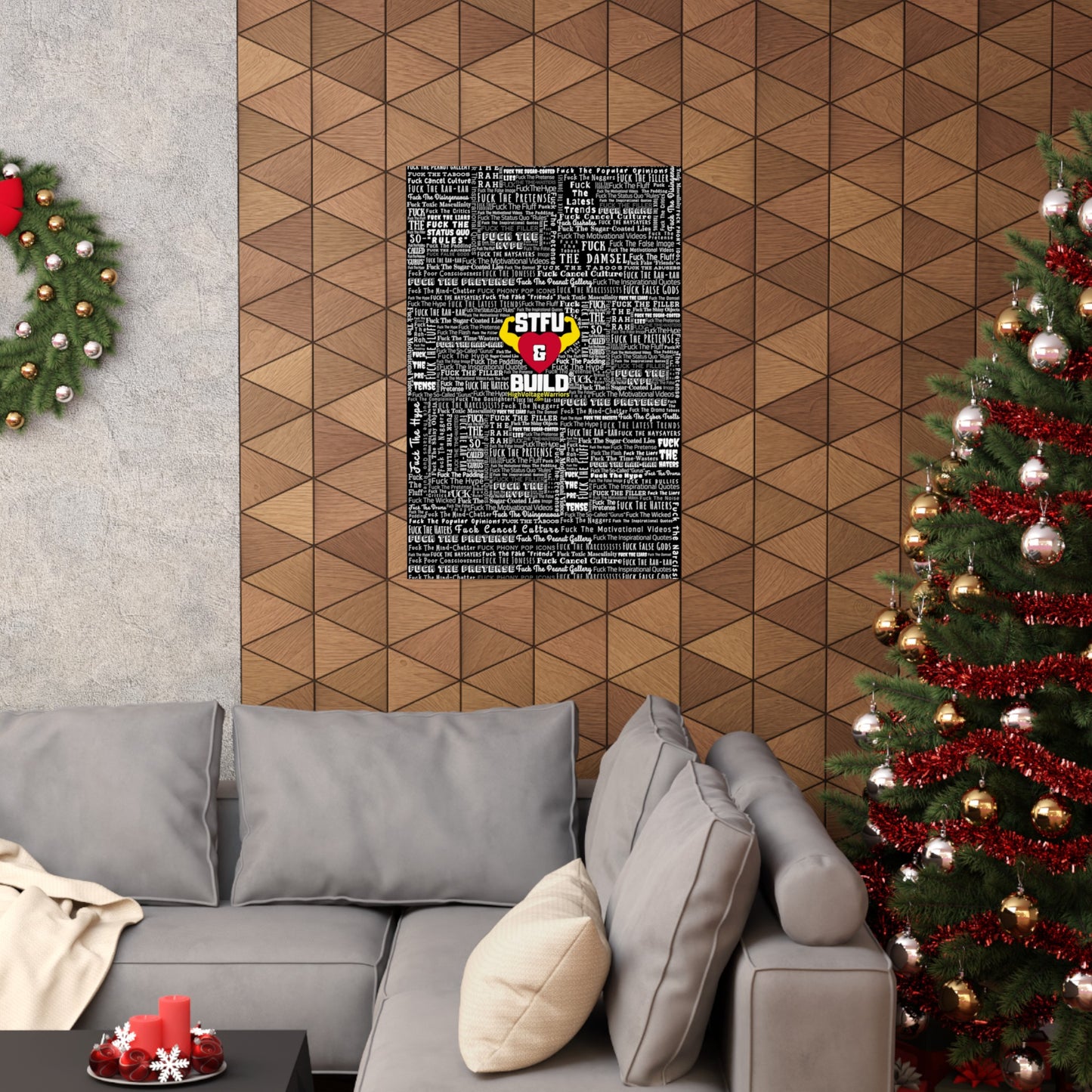 STFU & BUILD - Word Art Wrap - Black Background - Premium Matte Vertical Posters