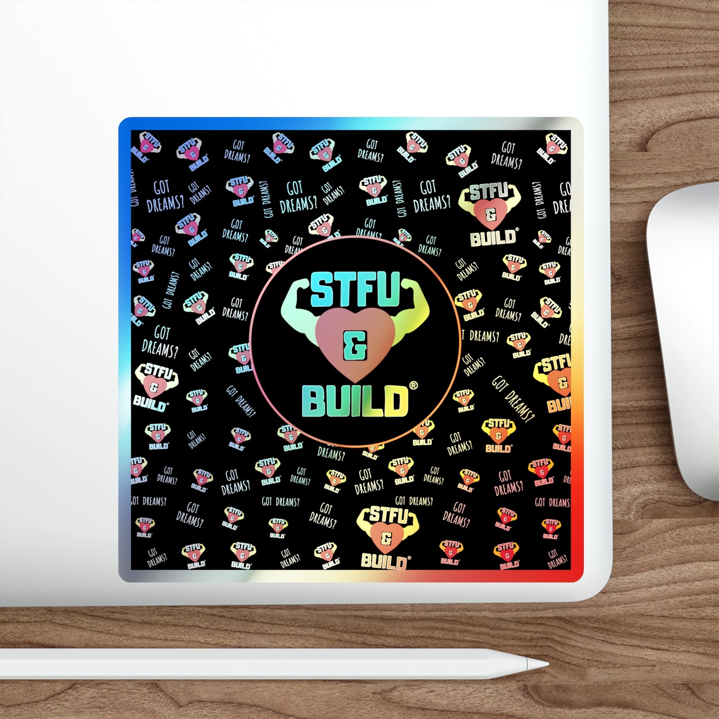 STFU & BUILD® - Classic Collage - Holographic Die-cut Stickers