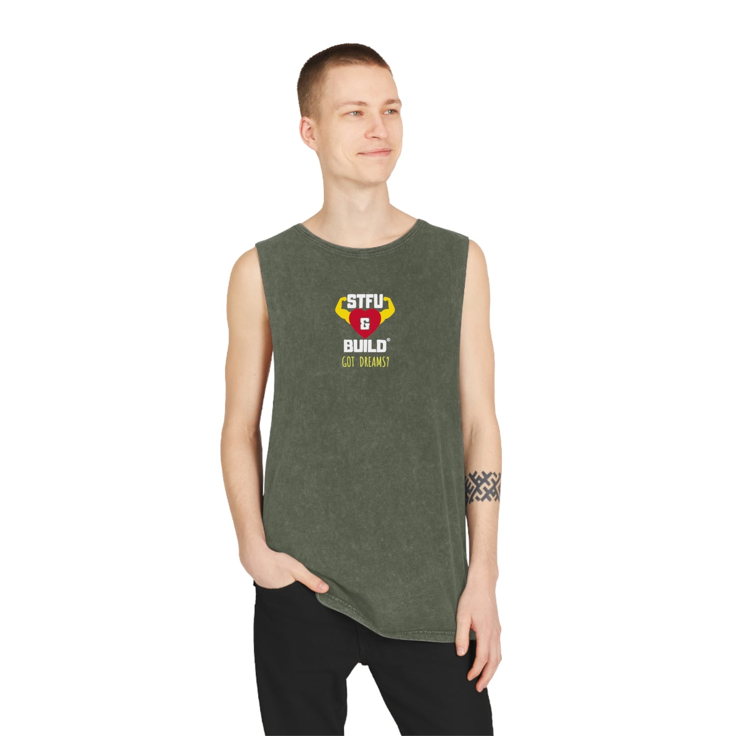 STFU & BUILD® - Classic - Got Dreams? - Unisex Stonewash Tank Top