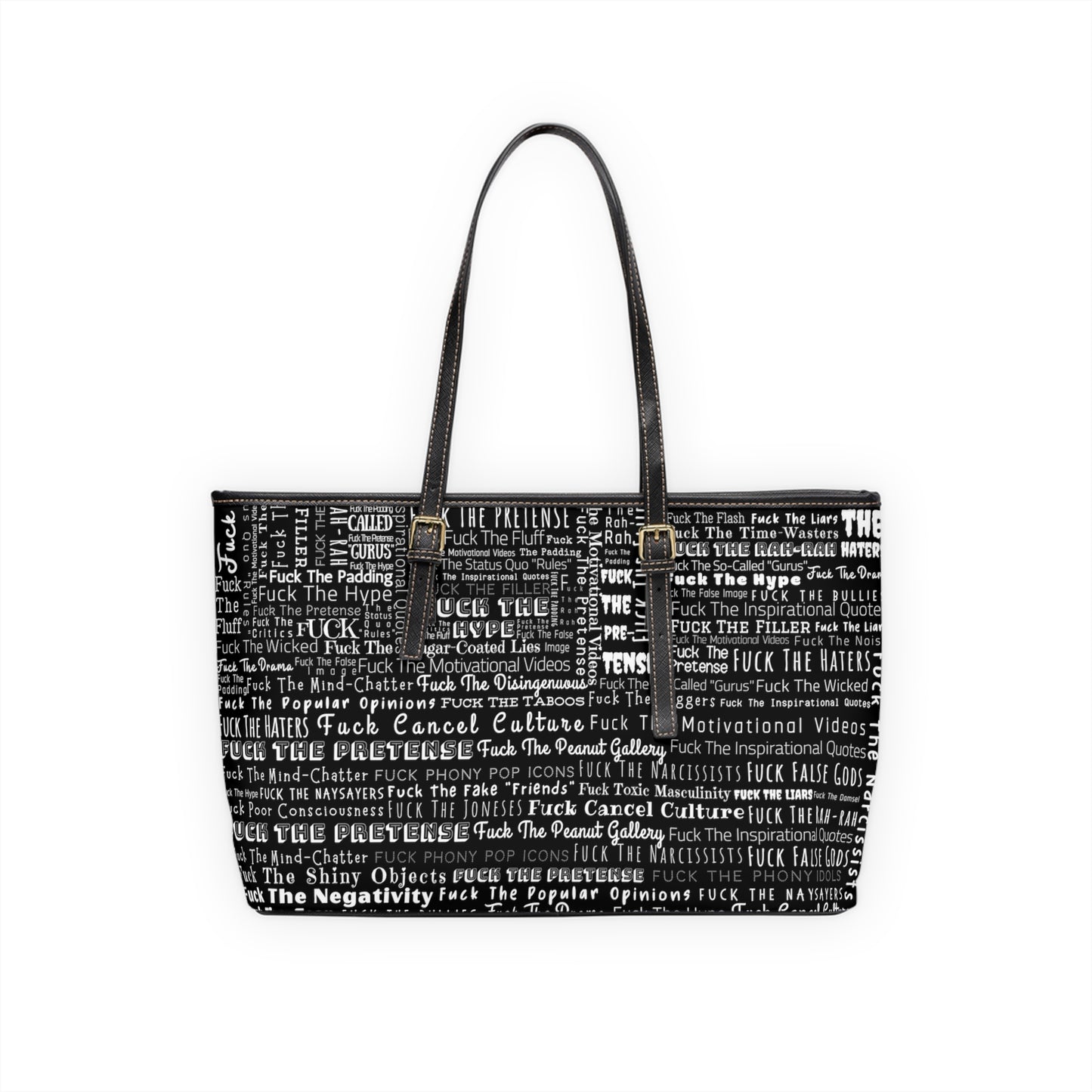 STFU & BUILD® - Word Art Wrap - Black - Faux Leather Shoulder Bag