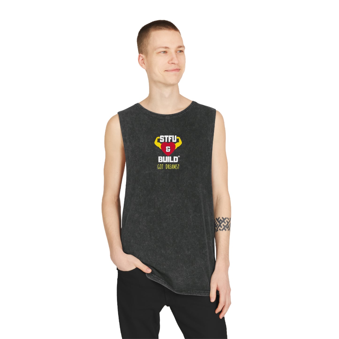 STFU & BUILD® - Classic - Got Dreams? - Unisex Stonewash Tank Top