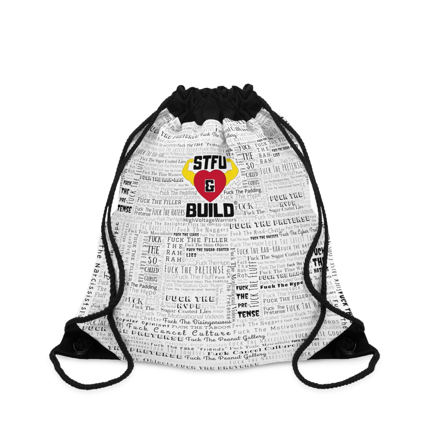 STFU & BUILD® - Word Art Wrap - White - Drawstring Bag