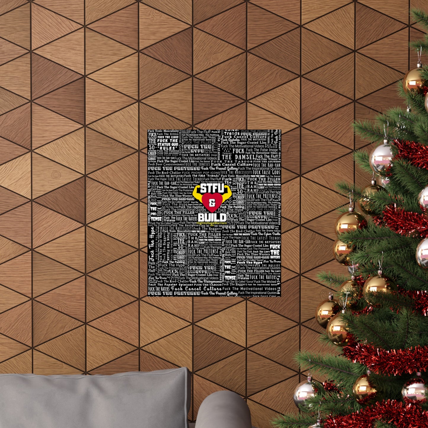 STFU & BUILD - Word Art Wrap - Black Background - Premium Matte Vertical Posters