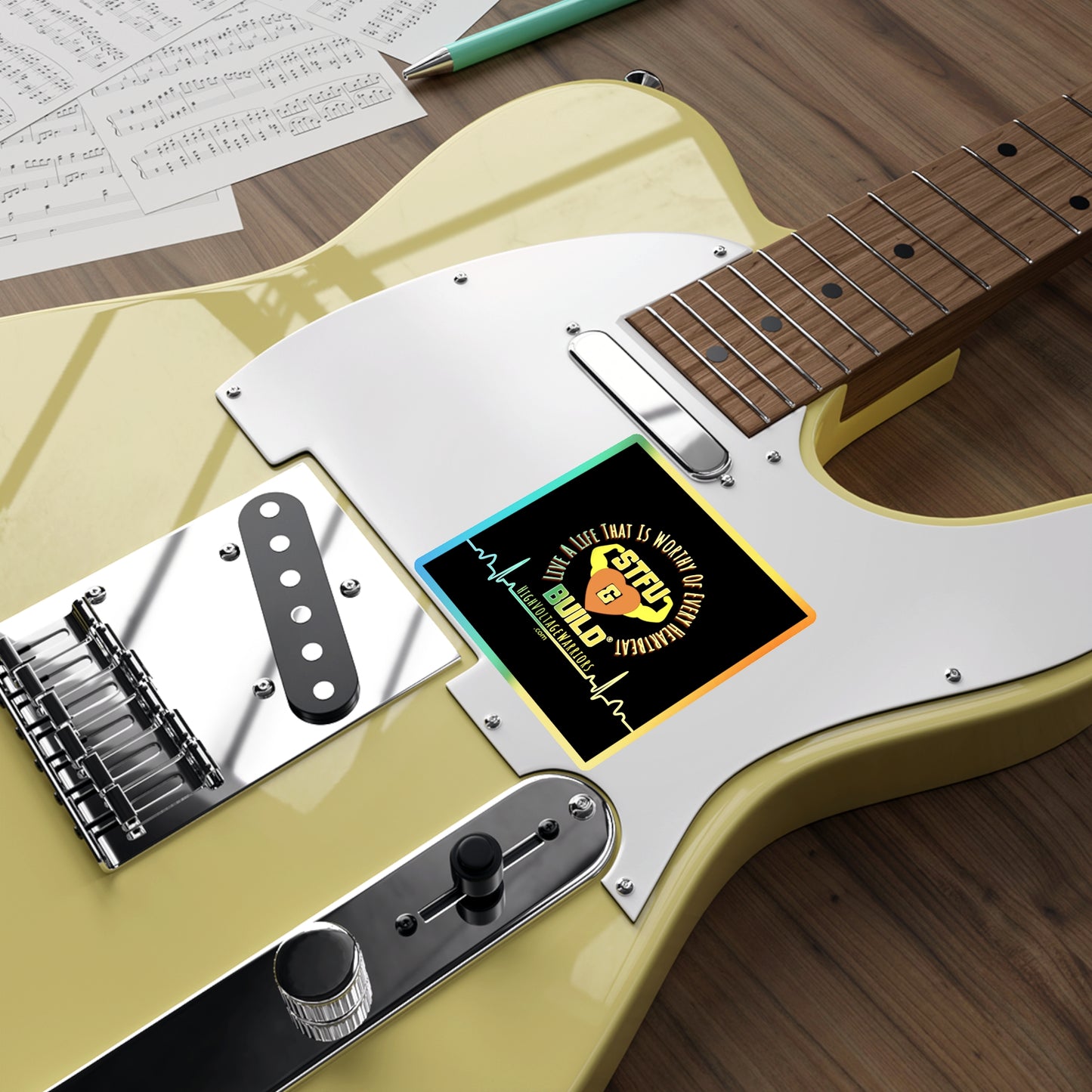 STFU & BUILD® - Live A Life That's Worthy Of Every Heartbeat - Holographic Die-cut Stickers