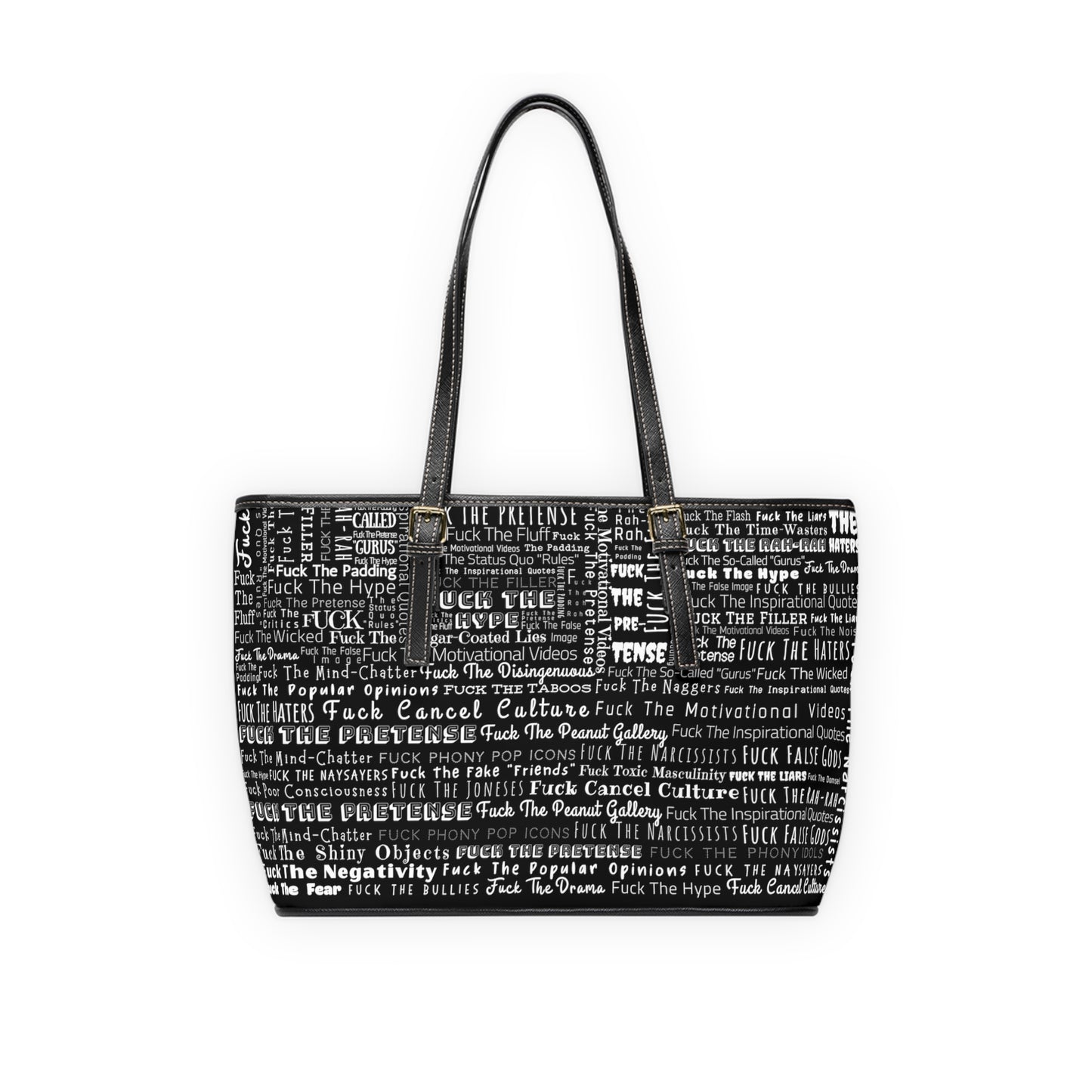 STFU & BUILD® - Word Art Wrap - Black - Faux Leather Shoulder Bag