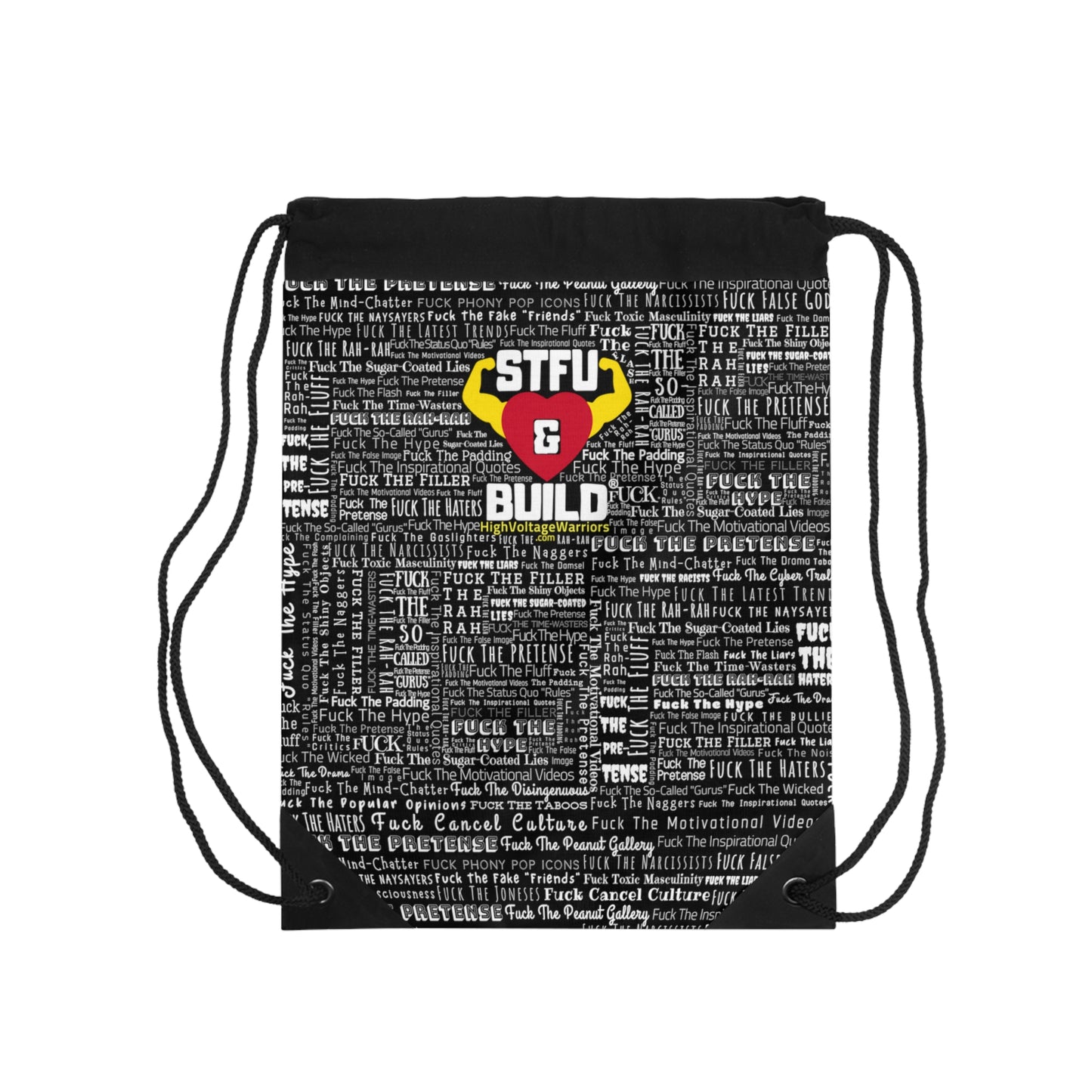 STFU & BUILD® - Word Art Wrap - Black - Drawstring Bag