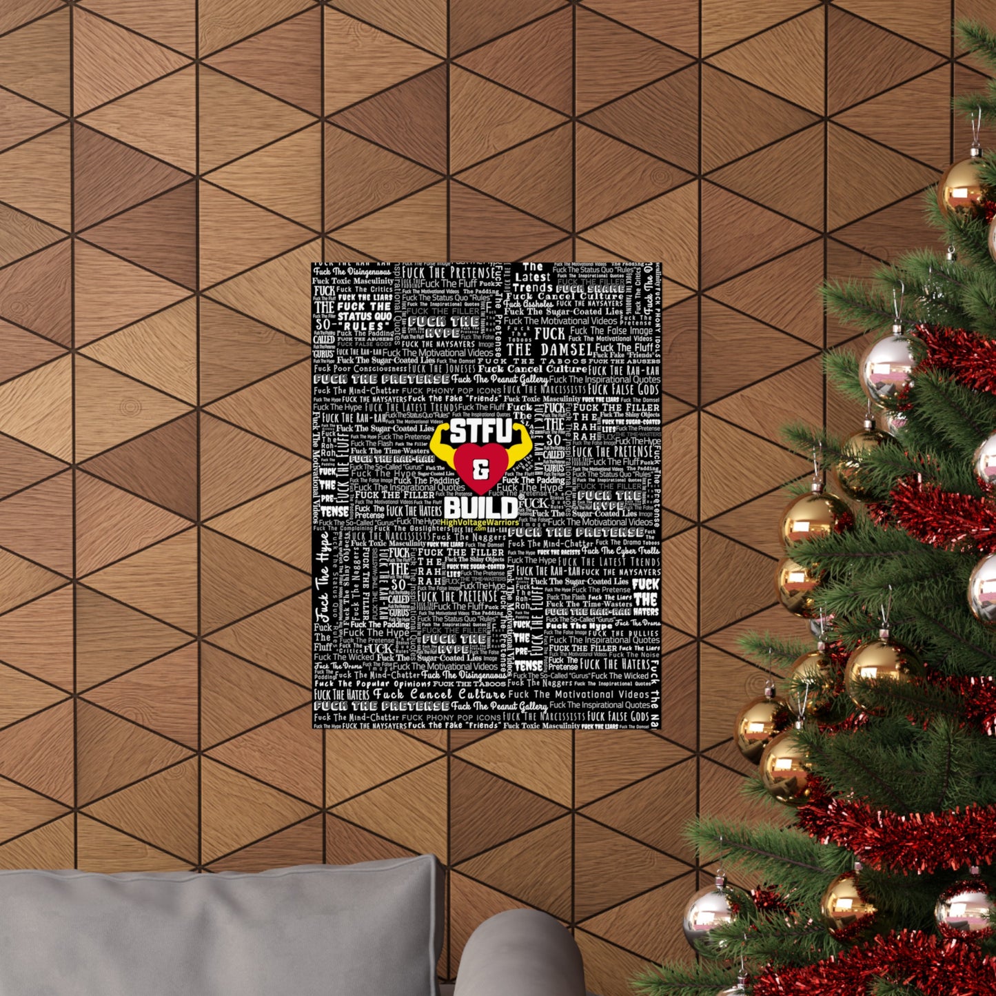 STFU & BUILD - Word Art Wrap - Black Background - Premium Matte Vertical Posters
