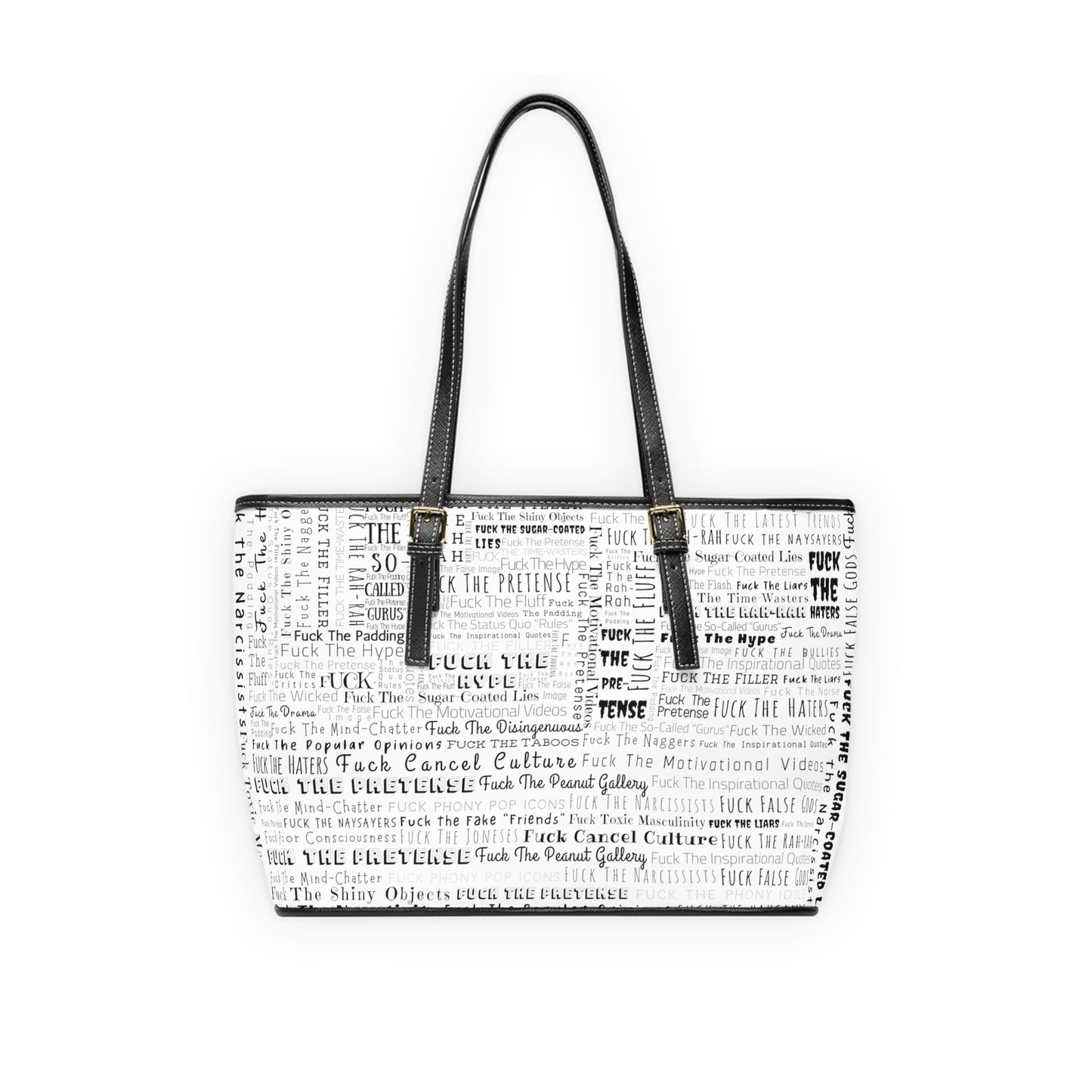 STFU & BUILD® - Word Art Wrap - White - Faux Leather Shoulder Bag