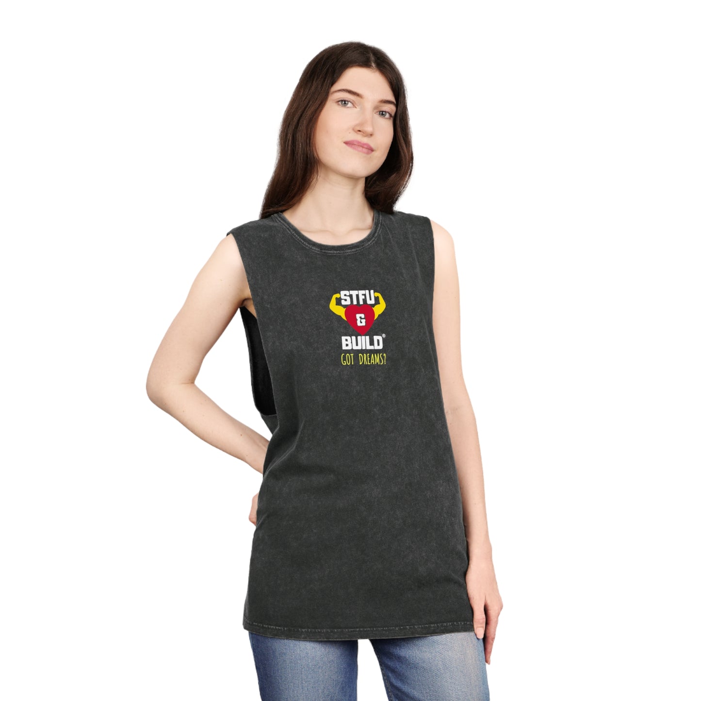 STFU & BUILD® - Classic - Got Dreams? - Unisex Stonewash Tank Top