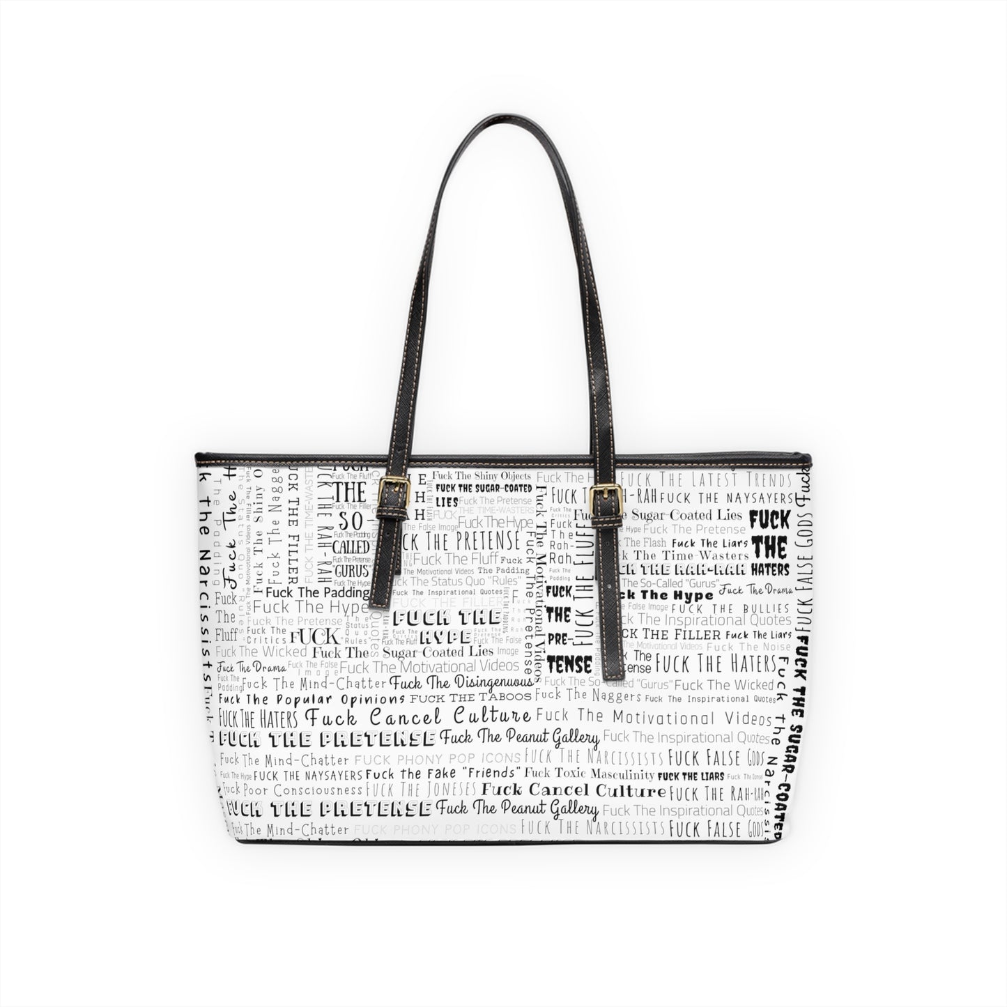 STFU & BUILD® - Word Art Wrap - White - Faux Leather Shoulder Bag