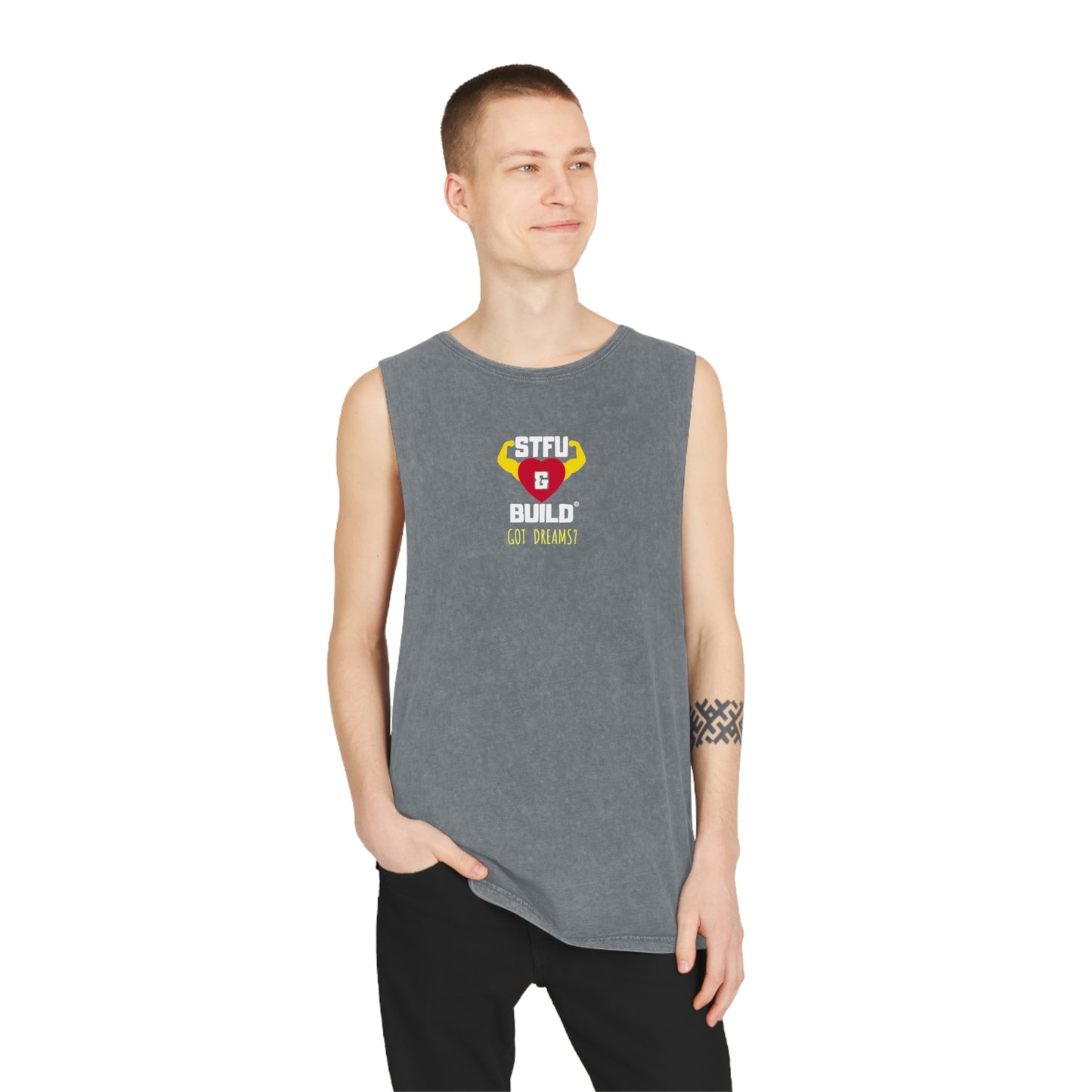 STFU & BUILD® - Classic - Got Dreams? - Unisex Stonewash Tank Top