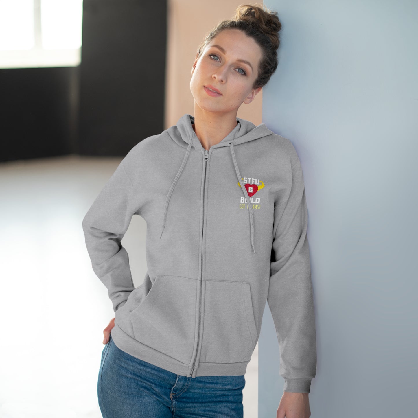 STFU & BUILD - Classic Got Dreams - Failure Is Not A Motherf*cking Option - Women's Hooded Zip Sweatshirt