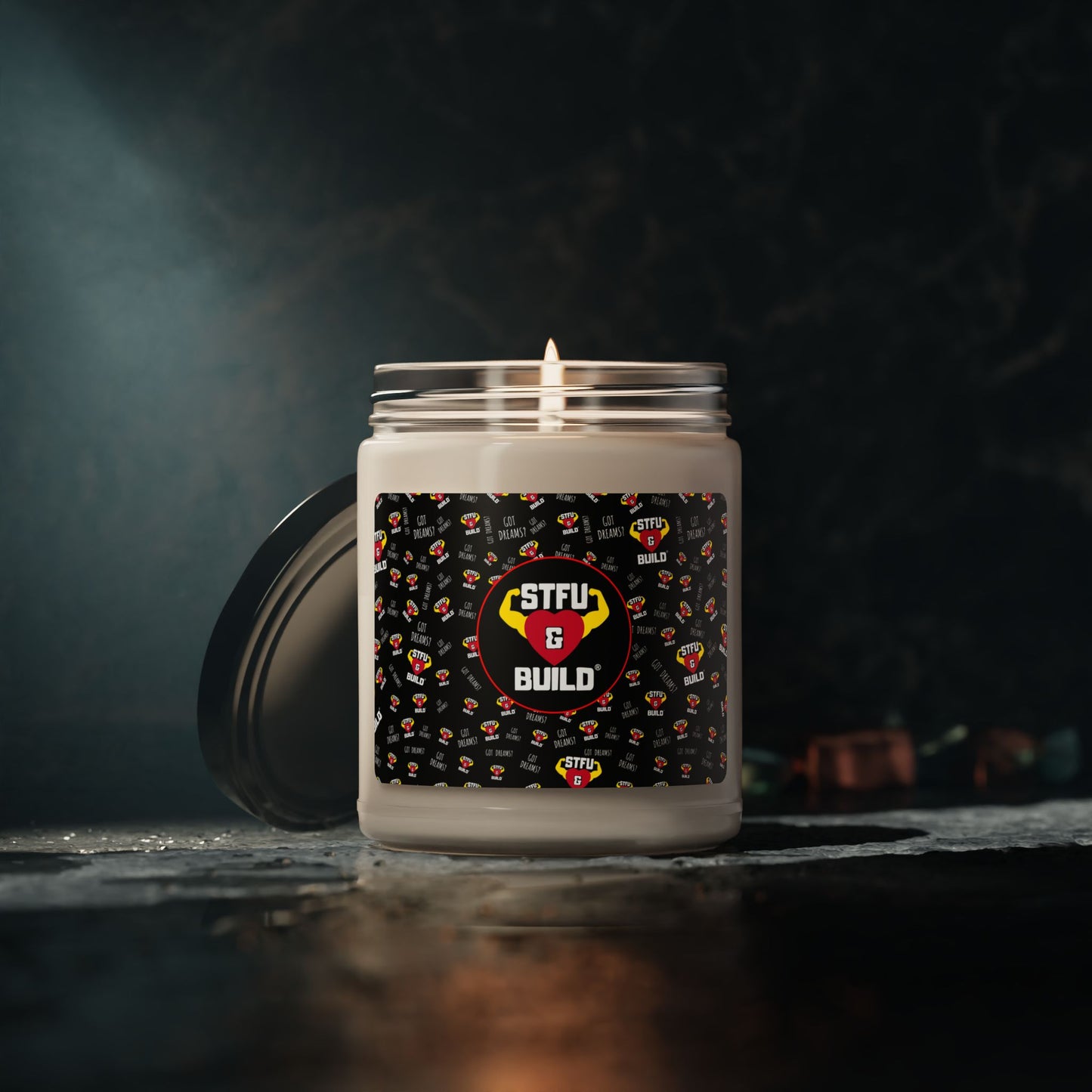 STFU & BUILD®  Classic Collage Center Logo- Scented Candle, 9oz