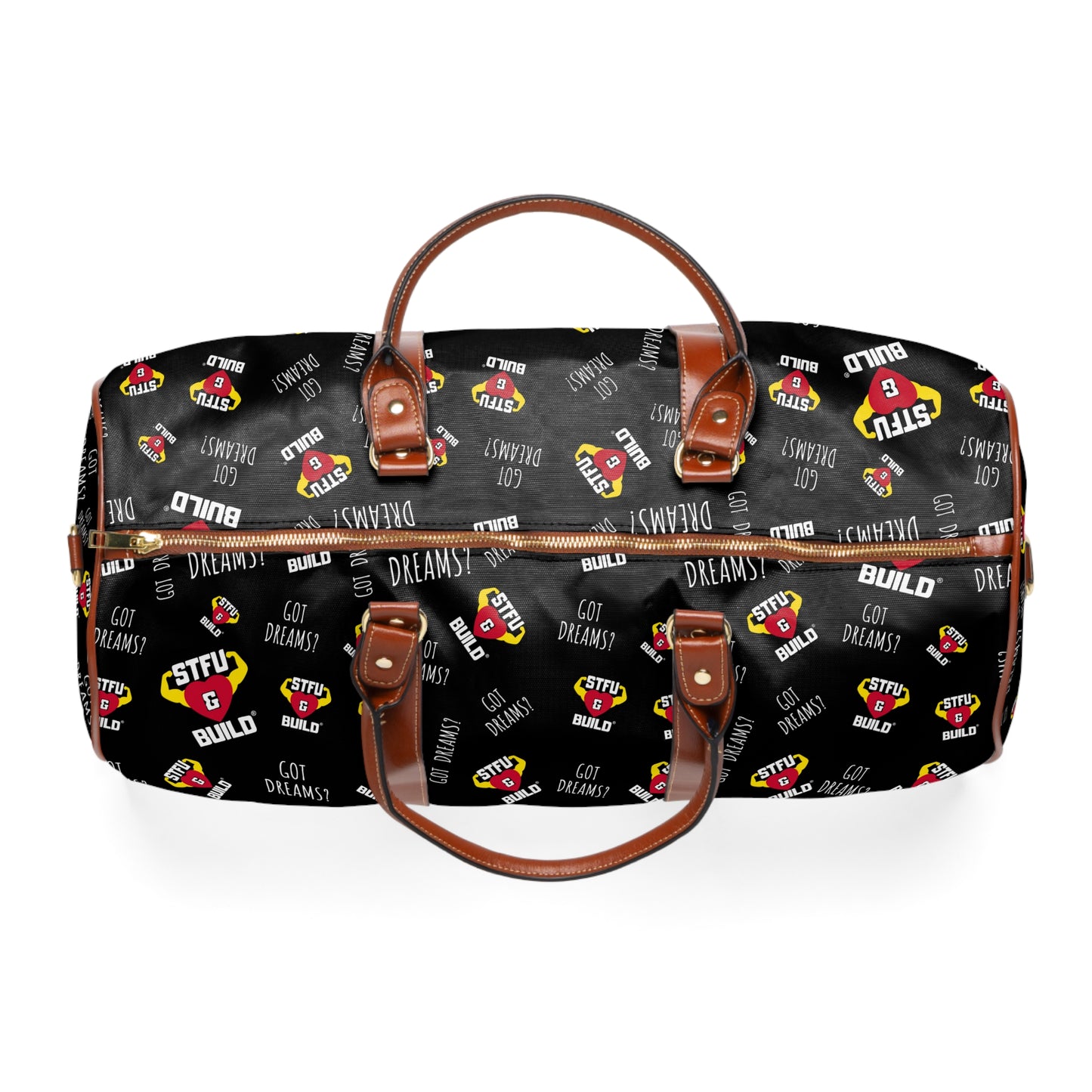 STFU & BUILD® - Classic Collage - Black - Waterproof Travel Bag