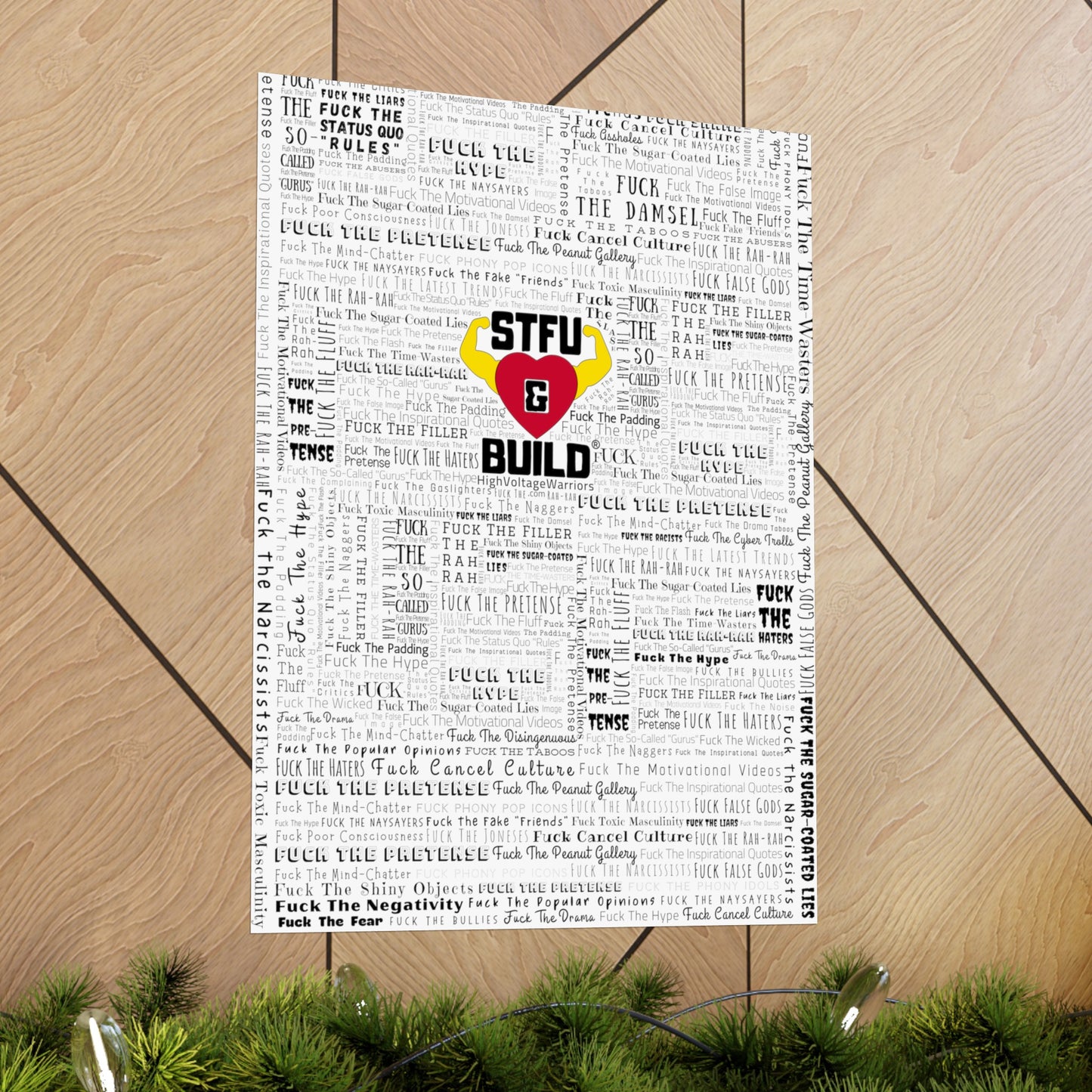 STFU & BUILD - Word Art Wrap - White Background - Premium Matte Vertical Posters