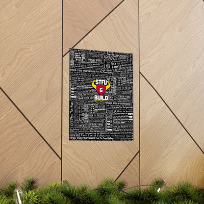 STFU & BUILD - Word Art Wrap - Black Background - Premium Matte Vertical Posters