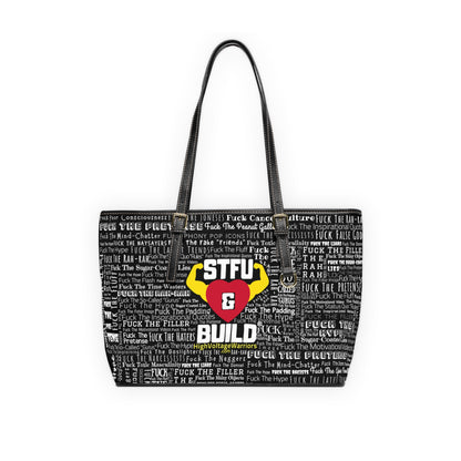 STFU & BUILD® - Word Art Wrap - Black - Faux Leather Shoulder Bag