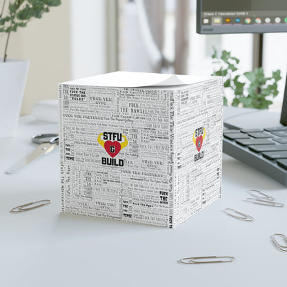STFU & BUILD® - Word Art Wrap - White - Note Cube