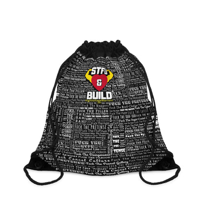 STFU & BUILD® - Word Art Wrap - Black - Drawstring Bag
