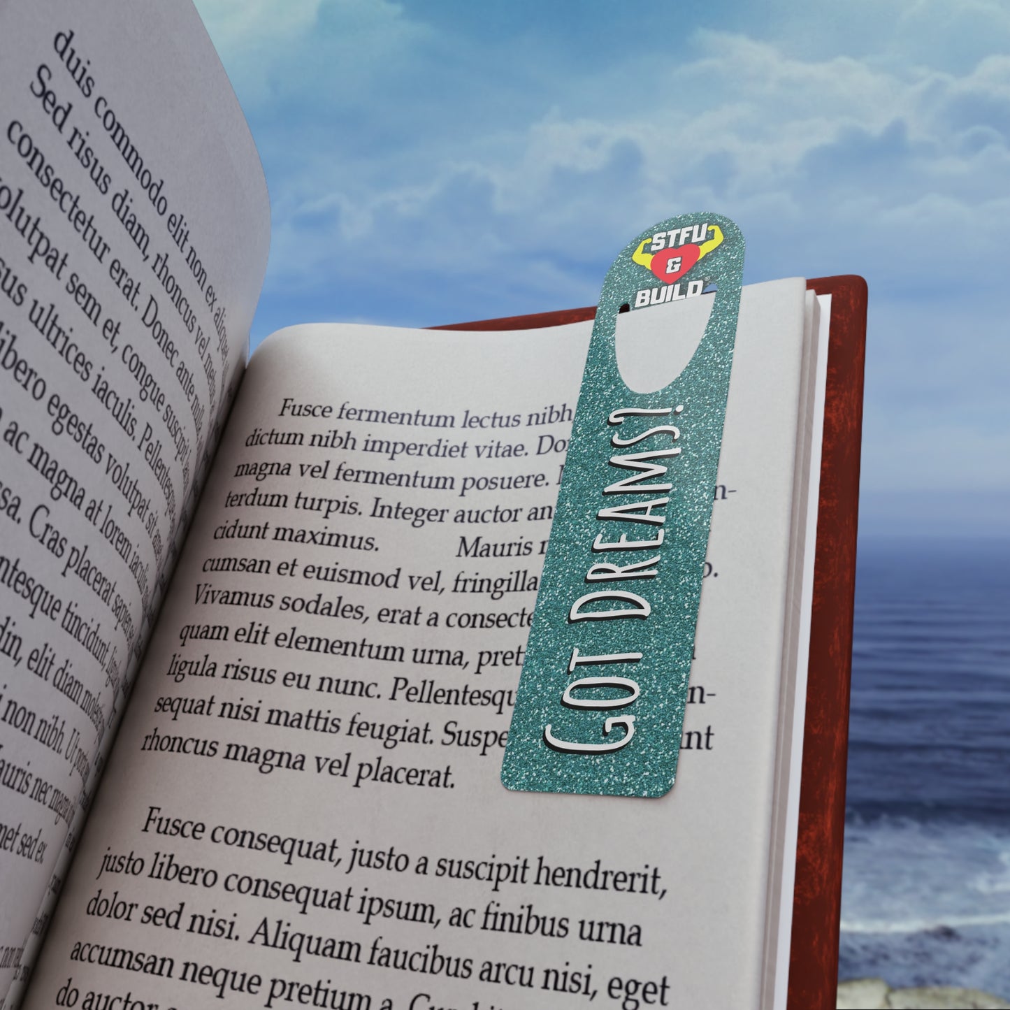 STFU & BUILD® - Teal Glitter "Got Dreams?" Bookmark