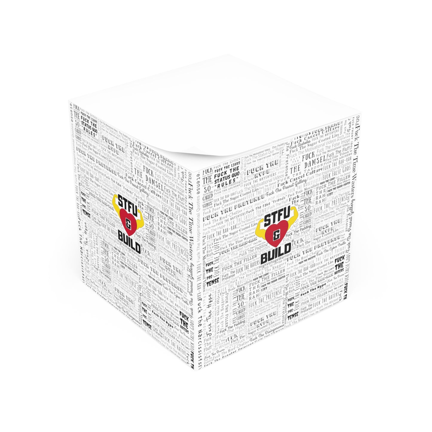 STFU & BUILD® - Word Art Wrap - White - Note Cube
