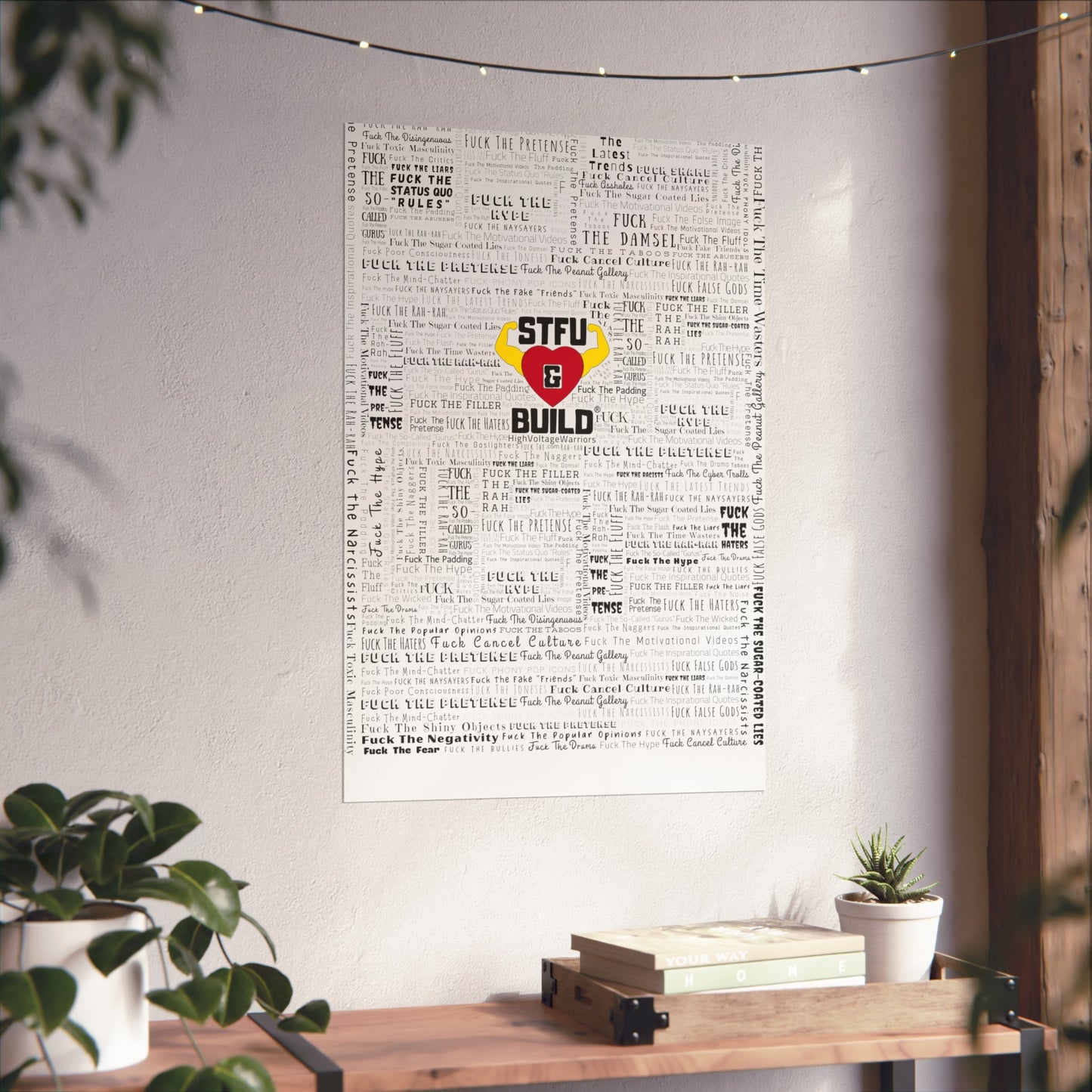 STFU & BUILD - Word Art Wrap - White Background - Premium Matte Vertical Posters