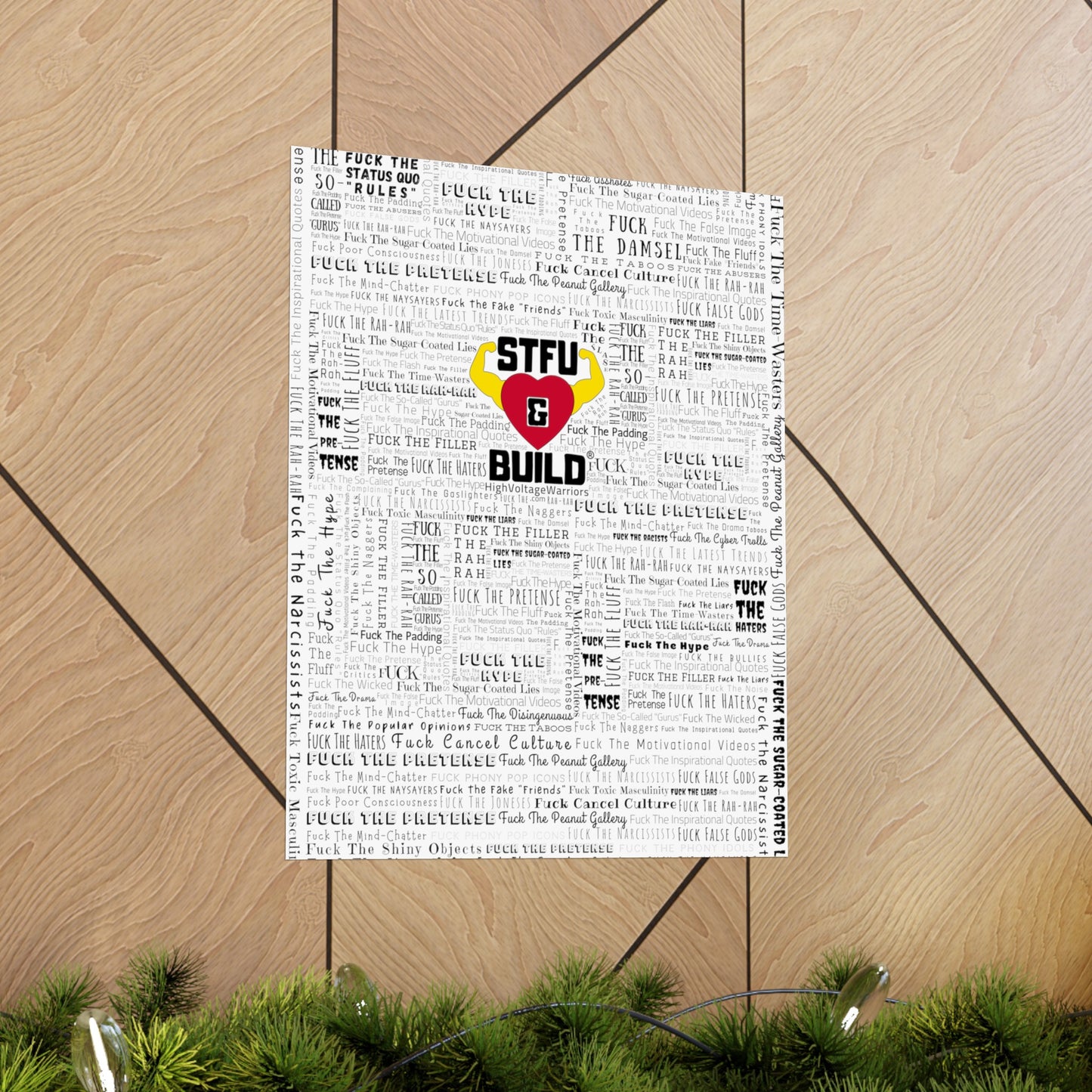 STFU & BUILD - Word Art Wrap - White Background - Premium Matte Vertical Posters