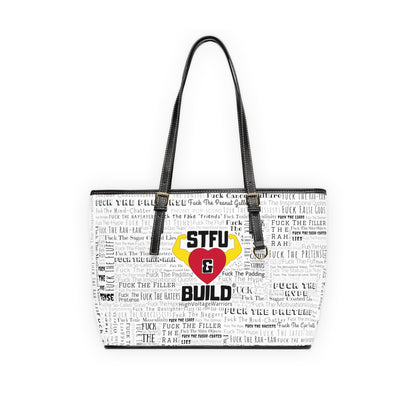 STFU & BUILD® - Word Art Wrap - White - Faux Leather Shoulder Bag