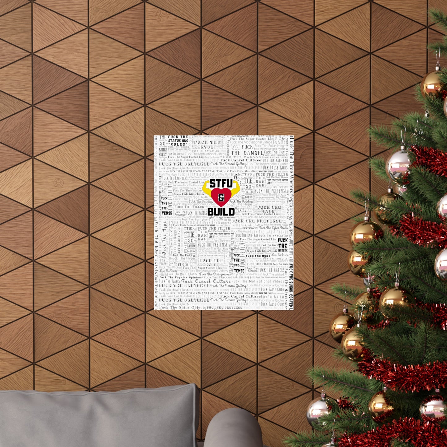STFU & BUILD - Word Art Wrap - White Background - Premium Matte Vertical Posters