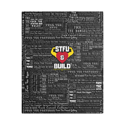 STFU & BUILD® | “Word Art Wrap” — Satin Canvas (Black, Stretched)