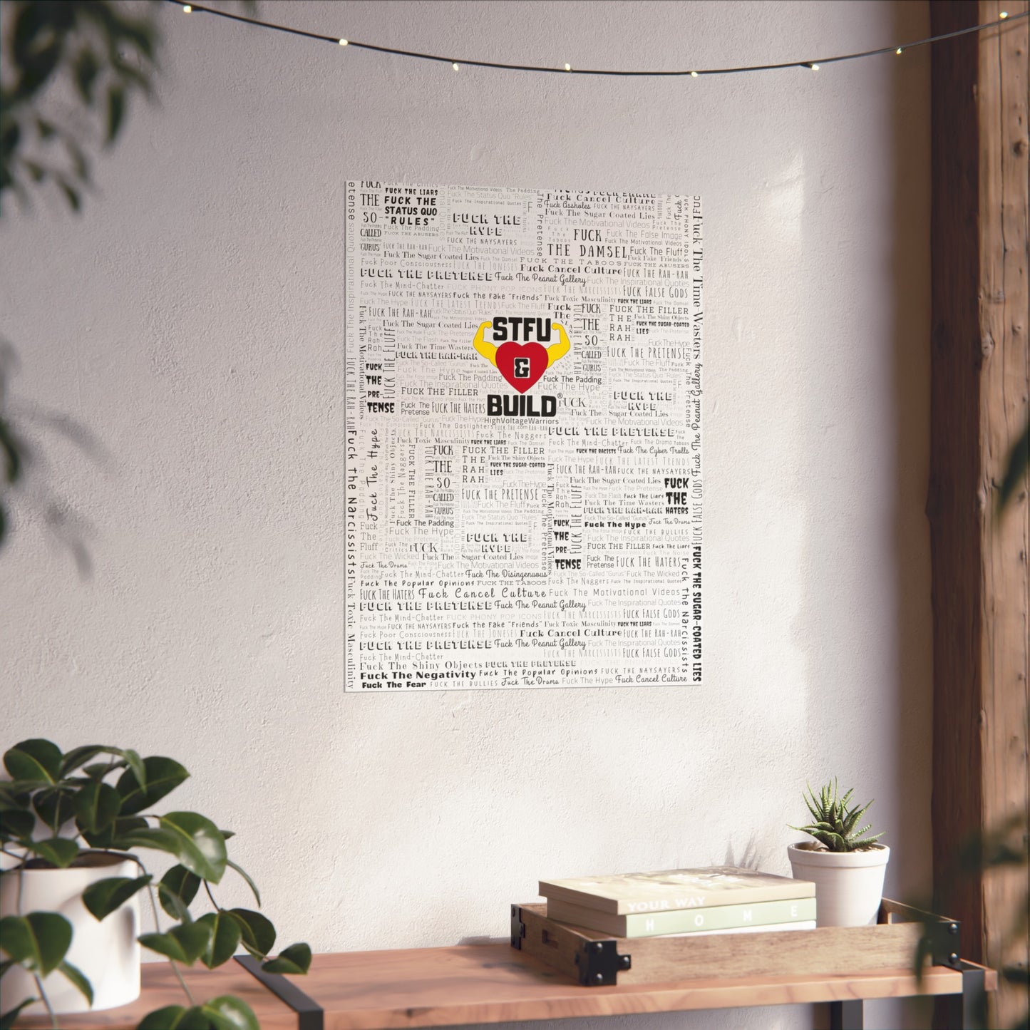STFU & BUILD - Word Art Wrap - White Background - Premium Matte Vertical Posters