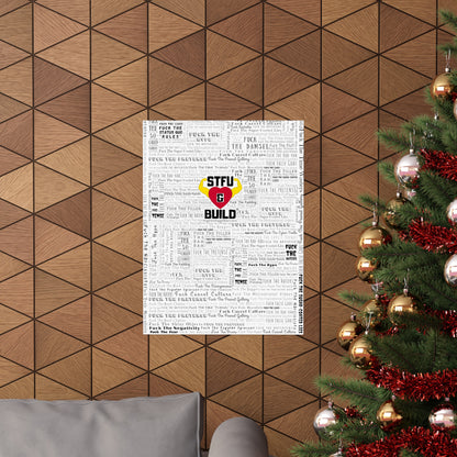 STFU & BUILD - Word Art Wrap - White Background - Premium Matte Vertical Posters