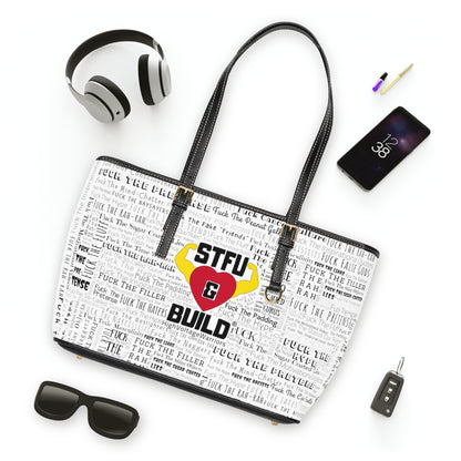 STFU & BUILD® - Word Art Wrap - White - Faux Leather Shoulder Bag
