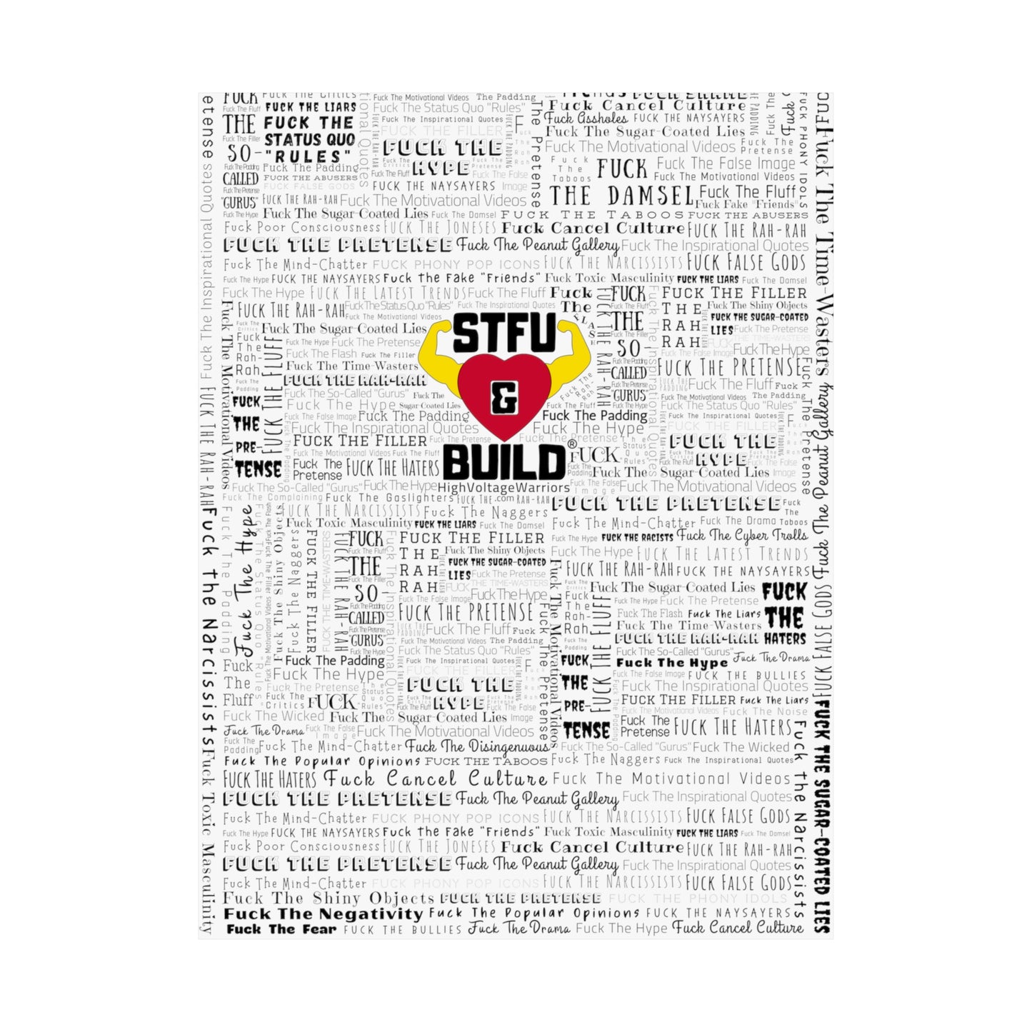 STFU & BUILD - Word Art Wrap - White Background - Premium Matte Vertical Posters