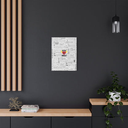 STFU & BUILD® | “Word Art Wrap” — Satin Canvas (White, Stretched)