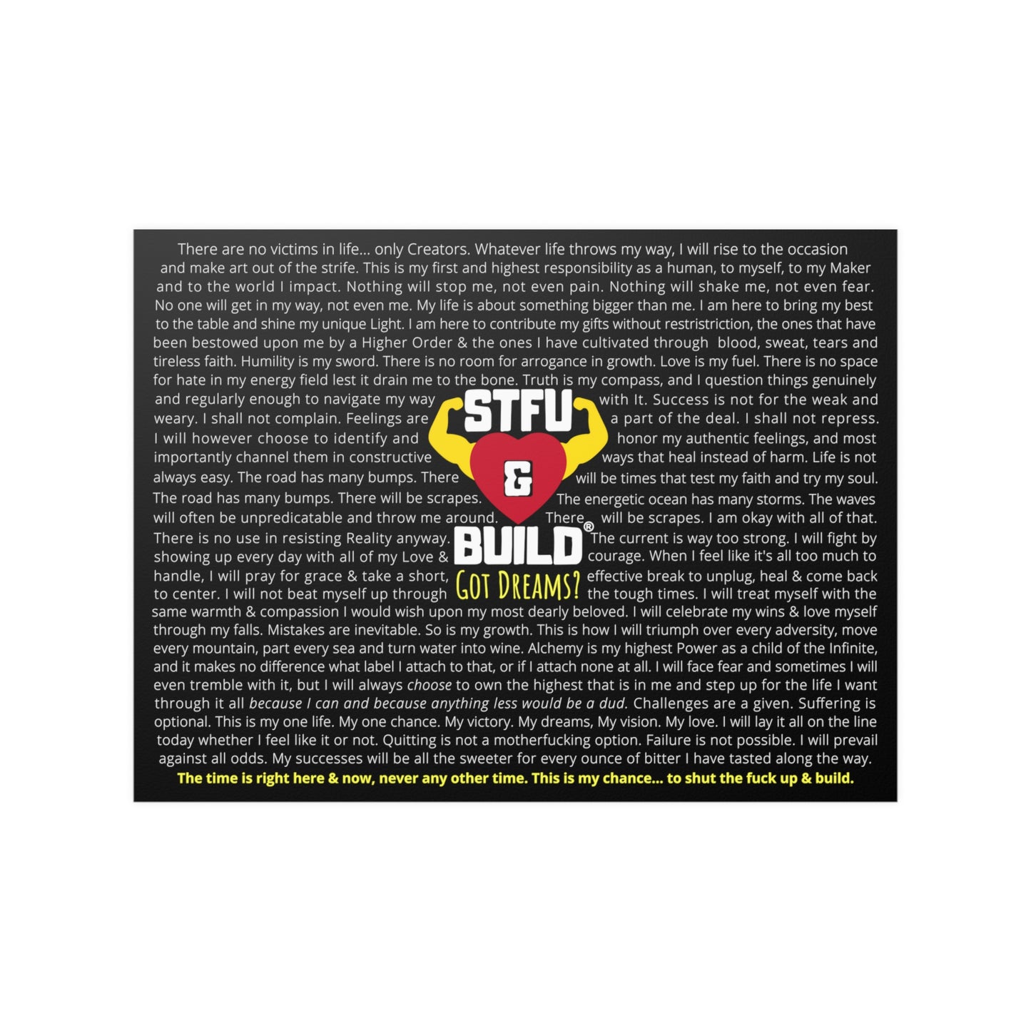 STFU & BUILD® - High Voltage Warrior Creed - Satin Poster