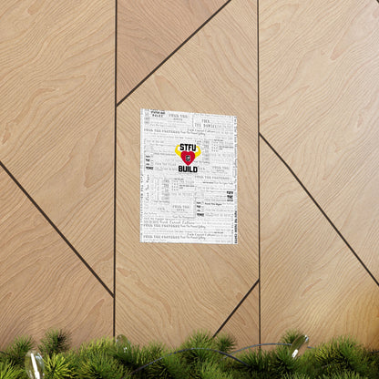 STFU & BUILD - Word Art Wrap - White Background - Premium Matte Vertical Posters