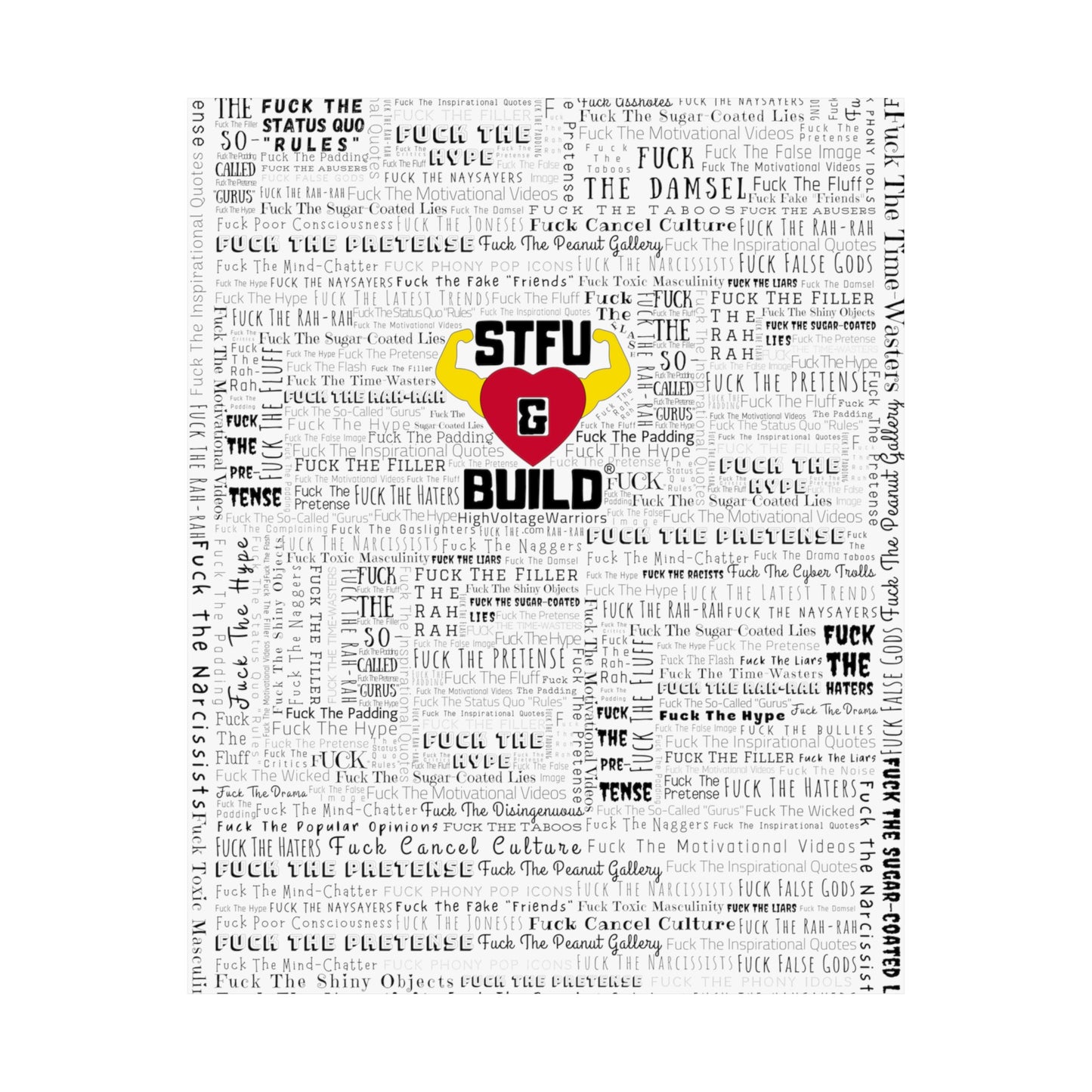 STFU & BUILD - Word Art Wrap - White Background - Premium Matte Vertical Posters