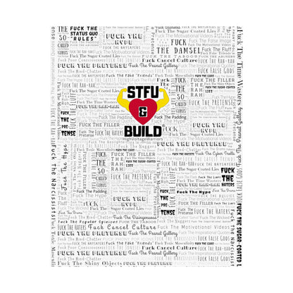 STFU & BUILD - Word Art Wrap - White Background - Premium Matte Vertical Posters