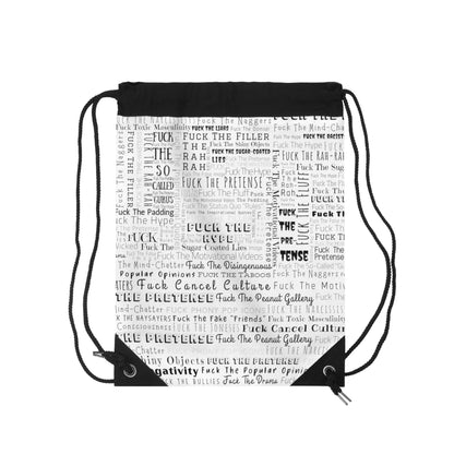 STFU & BUILD® - Word Art Wrap - White - Drawstring Bag