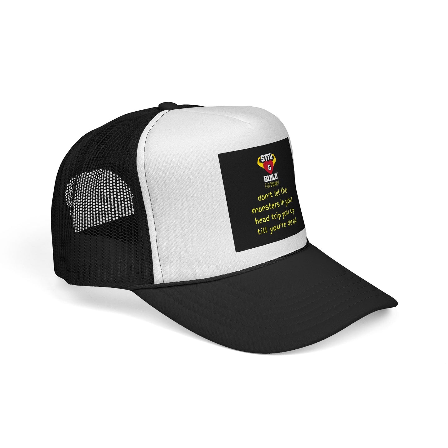 Monsters in Your Head Trucker Cap, Funny Hat, Graphic Cap, Gift for Dad, Casual Style, Summer Accessory, Motivational Cap