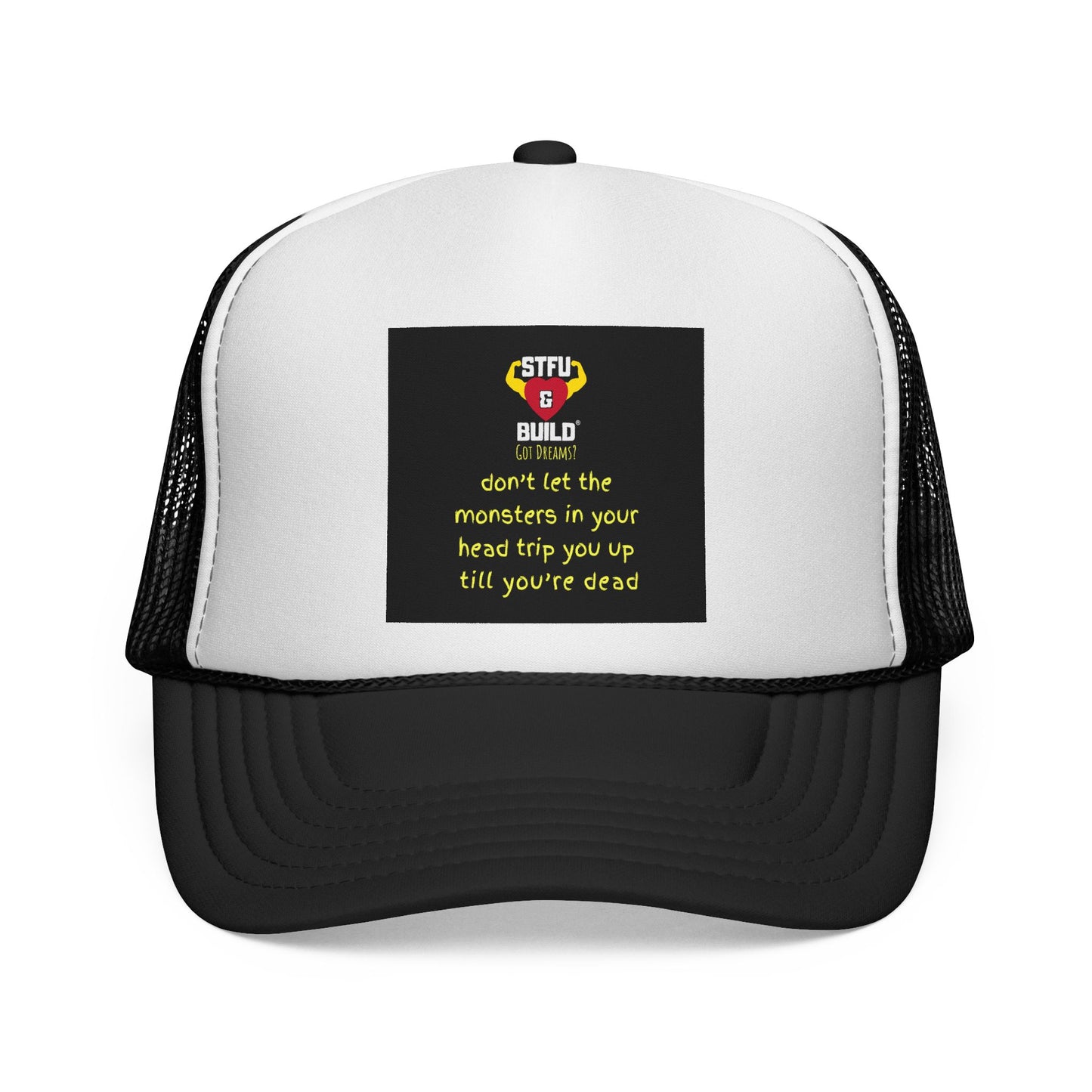 Monsters in Your Head Trucker Cap, Funny Hat, Graphic Cap, Gift for Dad, Casual Style, Summer Accessory, Motivational Cap