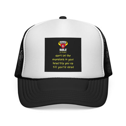 Monsters in Your Head Trucker Cap, Funny Hat, Graphic Cap, Gift for Dad, Casual Style, Summer Accessory, Motivational Cap